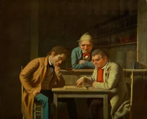 The Checker Players Oil painting by George Caleb Bingham