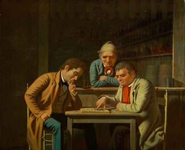 The Checker Players  by George Caleb Bingham - Hand-Painted Oil Painting Reproduction