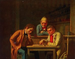 The Checker Players;also known as Playing Checkers by George Caleb Bingham Oil Painting