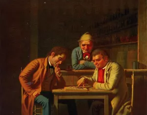 The Checker Players;also known as Playing Checkers painting by George Caleb Bingham