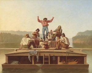 The Jolly Flatboatmen by George Caleb Bingham Oil Painting