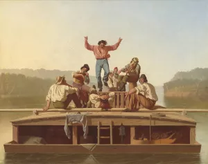 The Jolly Flatboatmen by George Caleb Bingham Oil Painting