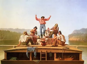 The Jolly Flatboatmen by George Caleb Bingham Oil Painting