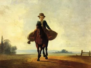 The Mill Boy: The Boonville Juvenile Clay Club Banner by George Caleb Bingham Oil Painting