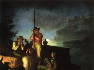 Wood-Boatmen on a River by George Caleb Bingham Oil Painting