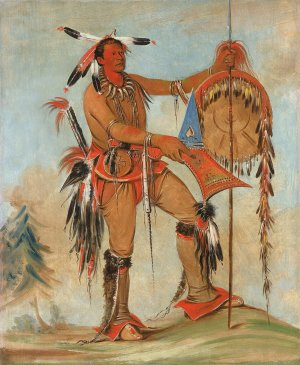 Ah-mou-a, The Whale, One of Kee-o-kuk's Principal Braves by George Catlin Oil Painting