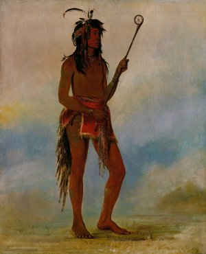 Ah-No-Je-Nahge, He Who Stands On Both Sides, a Distinguished Ball Player by George Catlin Oil Painting