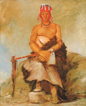 A'h-Sha-La-Coots-Ah, Mole In The Forehead, Chief of The Republican Pawnee by George Catlin Oil Painting