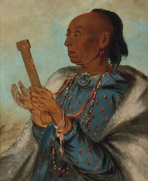 Ah-Ton-We-Tuck, Cock Turkey, Repeating His Prayer  by George Catlin - Hand-Painted Oil Painting Reproduction