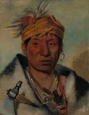 Ah-Yaw-Ne-Tak-Oar-Ron, a Warrior by George Catlin Oil Painting
