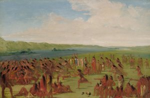 Ball-Play of The Women, Prairie Du Chien by George Catlin Oil Painting