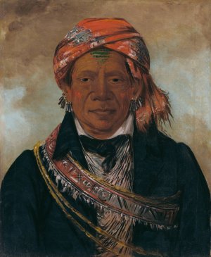 Bod-A-Sin, Chief of The Tribe by George Catlin Oil Painting
