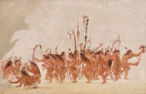 Braves' Dance, Ojibwa by George Catlin Oil Painting