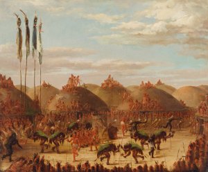 Bull Dance, Mandan O-Kee-Pa Ceremony by George Catlin Oil Painting