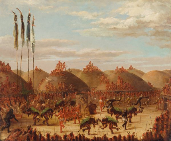 Main Product Photo of Bull Dance, Mandan O-Kee-Pa Ceremony  Painting by George Catlin
