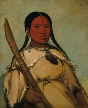 Chin-Cha-Pee, Fire Bug That Creeps, Wife of Pigeon's Egg Head by George Catlin Oil Painting