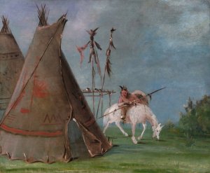 Comanche Lodge of Buffalo Skins by George Catlin Oil Painting