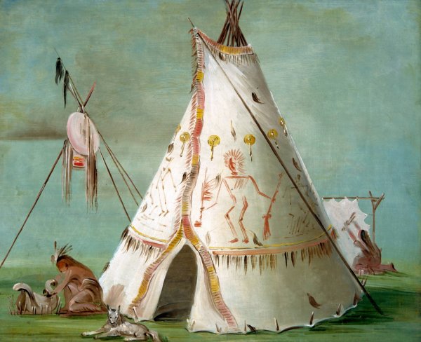 Main Product Photo of Crow Lodge Of Twenty-Five Buffalo Skins  Painting by George Catlin