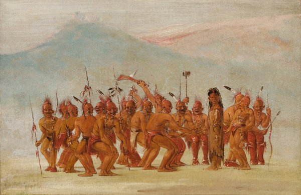Dance To The Berdash  by George Catlin - Hand-Painted Oil Painting Reproduction