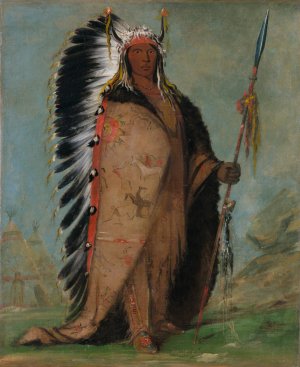 Ee-ah-Sa-Pa, Black Rock, a Two Kettle Chief by George Catlin Oil Painting
