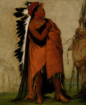 Ee-Hee-A-Duck-Cee-A, He Who Ties His Hair Before by George Catlin Oil Painting