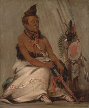 Eh-Toh'k-Pah-She-Pee-Shah, Black Moccasin, Aged Chief by George Catlin Oil Painting