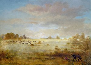 Elk Grazing on an Autumn Prairie by George Catlin Oil Painting