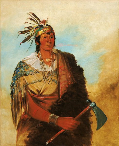 Go-To-Kow-Pah-Ah, Stands By Himself, a Distinguished Brave  by George Catlin - Hand-Painted Oil Painting Reproduction