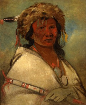 Great Hero, a Chief by George Catlin Oil Painting