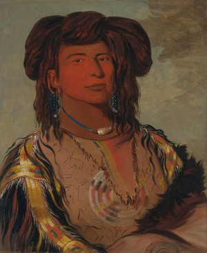 Ha-won-je-tah, One Horn, Head Chief of the Miniconjou Tribe by George Catlin Oil Painting