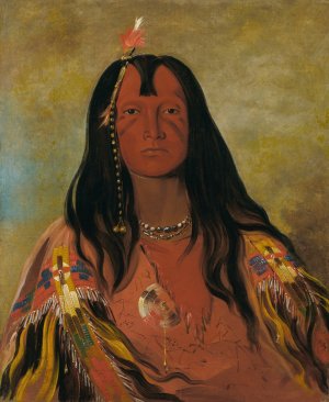 H'co-A-H'co-A-H'cotes-Min, No Horns On His Head, a Brave by George Catlin Oil Painting