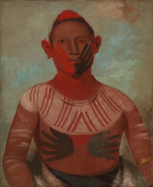 I-O-Way, One of Black Hawk's Principal Warriors by George Catlin Oil Painting