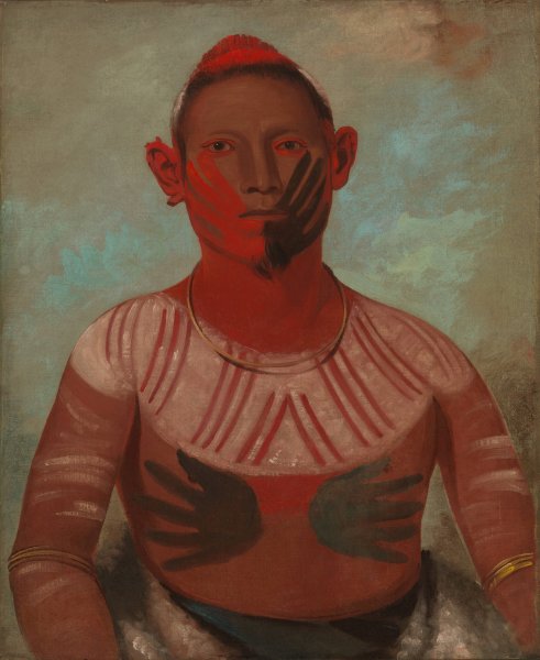 Main Product Photo of I-O-Way, One of Black Hawk's Principal Warriors  Painting by George Catlin