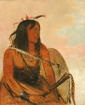Ish-A-Ro-Yeh, He Who Carries a Wolf, a Distinguished Brave by George Catlin Oil Painting