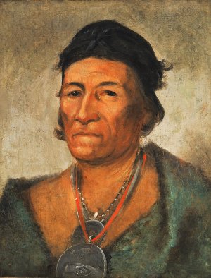 Ko-Man-I-Kin, Big Wave, An Old And Distinguished Chief by George Catlin Oil Painting