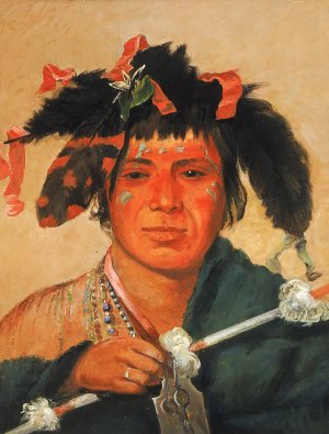 Ko-Man-I-Kin-O-Haw, Little Whale, a Brave by George Catlin Oil Painting
