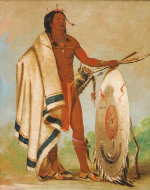 Kotz-A-To-Ah, Smoked Shield, a Distinguished Warrior by George Catlin Oil Painting