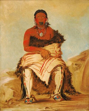 La-Shah-Le-Staw-Hix, Man Chief, a Republican Pawnee by George Catlin Oil Painting