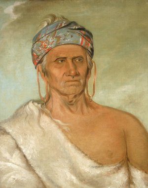 Lay-law-she-kaw, Goes Up the River, an Aged Chief by George Catlin Oil Painting