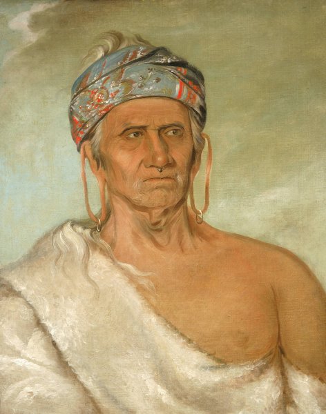 Lay-law-she-kaw, Goes Up the River, an Aged Chief  by George Catlin - Hand-Painted Oil Painting Reproduction