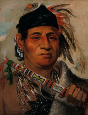 Mah-Kee-Mee-Teuv, Grizzly Bear, Chief of The Tribe by George Catlin Oil Painting