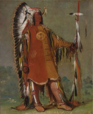 Mah-To-Toh-Pa, Four Bears, Second Chief, In Full Dress by George Catlin Oil Painting