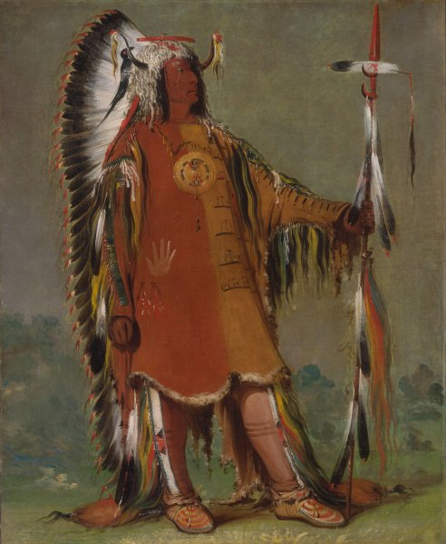 Main Product Photo of Mah-To-Toh-Pa, Four Bears, Second Chief, In Full Dress  Painting by George Catlin
