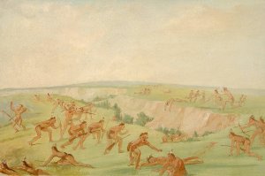 Mandan Attacking A Party Of Arikara by George Catlin Oil Painting