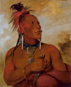 Meach-O-Shin-Gaw, Little White Bear, a Distinguished Brave by George Catlin Oil Painting