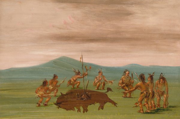 Medicine Buffalo of The Sioux  by George Catlin - Hand-Painted Oil Painting Reproduction
