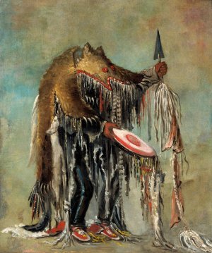 Medicine Man, Performing His Mysteries Over a Dying Man by George Catlin Oil Painting