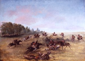 Mounted War Party Scouring A Thicket by George Catlin Oil Painting