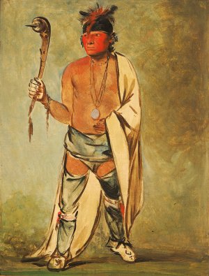 Naugh-Haigh-Hee-Kaw, He Who Moistens The Wood by George Catlin Oil Painting