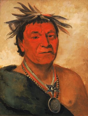 O-Ho-Pah-Sha, Small Whoop, a Distinguished Warrior by George Catlin Oil Painting